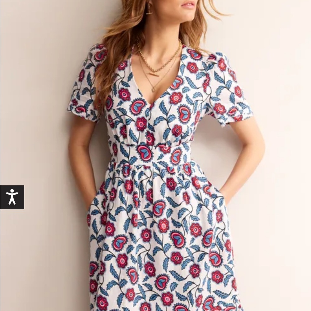 Boden Floral Linen Maxi Dress